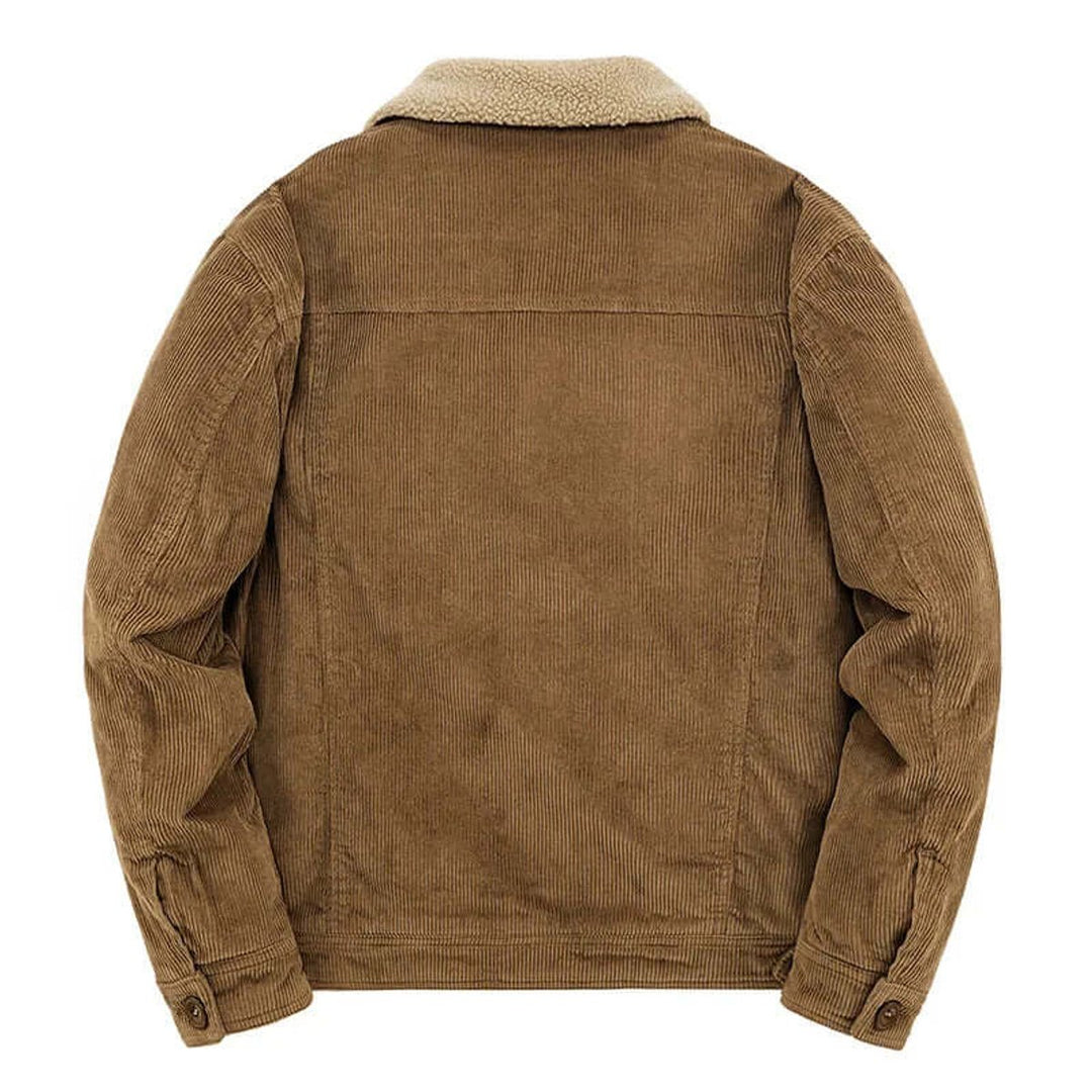 Men's Sherpa-Lined Corduroy Jacket Casual Winter Coat