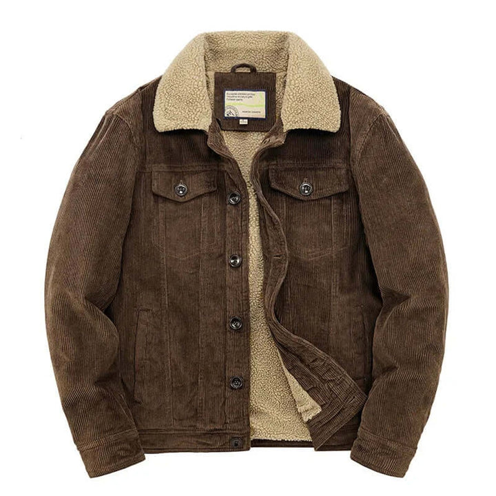 Men's Sherpa-Lined Corduroy Jacket Casual Winter Coat