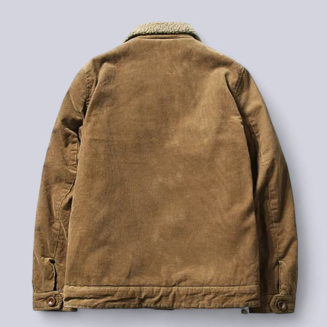 Men's Sherpa-Lined Corduroy Jacket Windproof Mens Coat