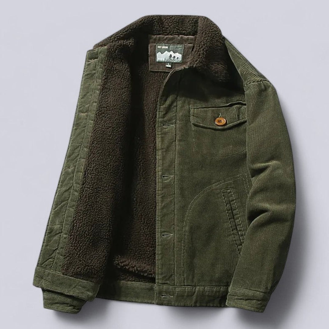 Men's Sherpa-Lined Corduroy Jacket Windproof Mens Coat