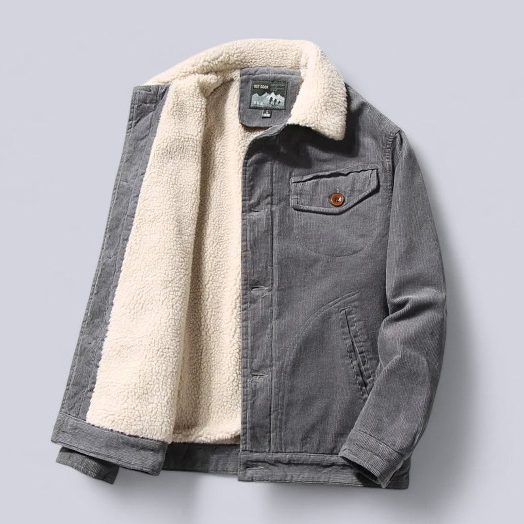 Men's Sherpa-Lined Corduroy Jacket Windproof Outdoor Coat