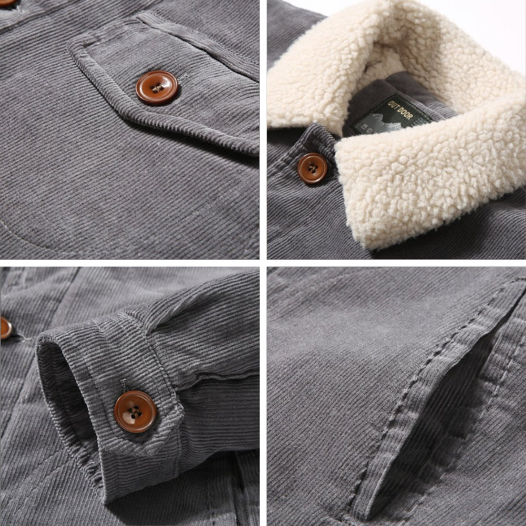 Men's Sherpa-Lined Corduroy Jacket Windproof Outdoor Coat