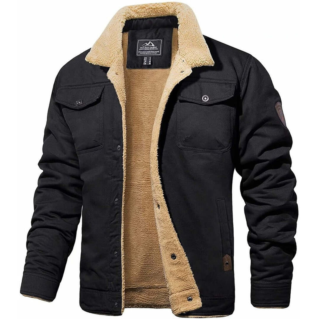 Men's Sherpa-Lined Fleece Collar Bomber Jacket Coat