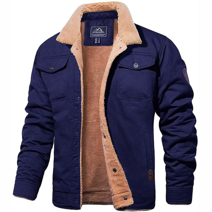 Men's Sherpa-Lined Fleece Collar Bomber Jacket Coat