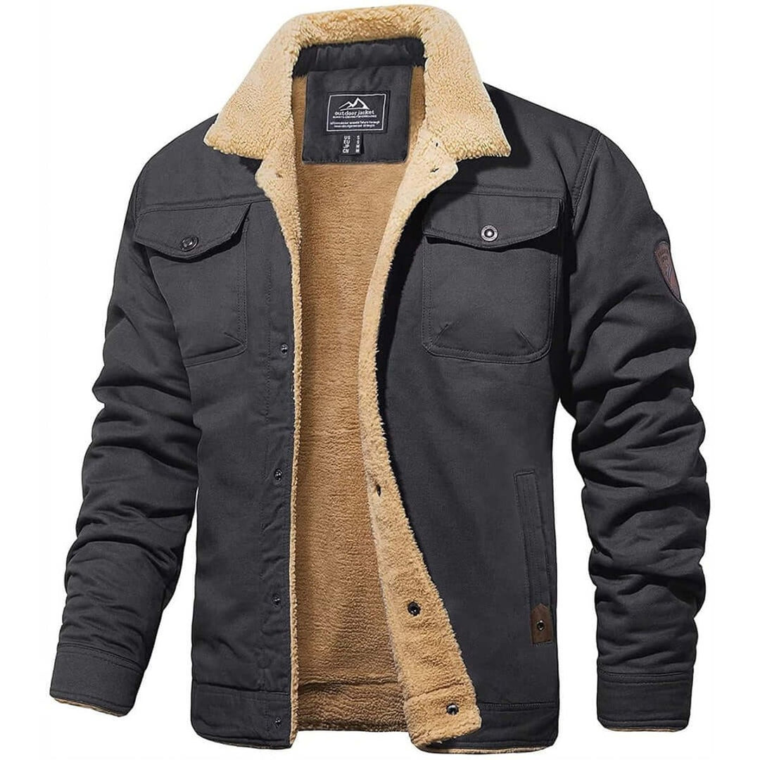 Men's Sherpa-Lined Fleece Collar Bomber Jacket Coat