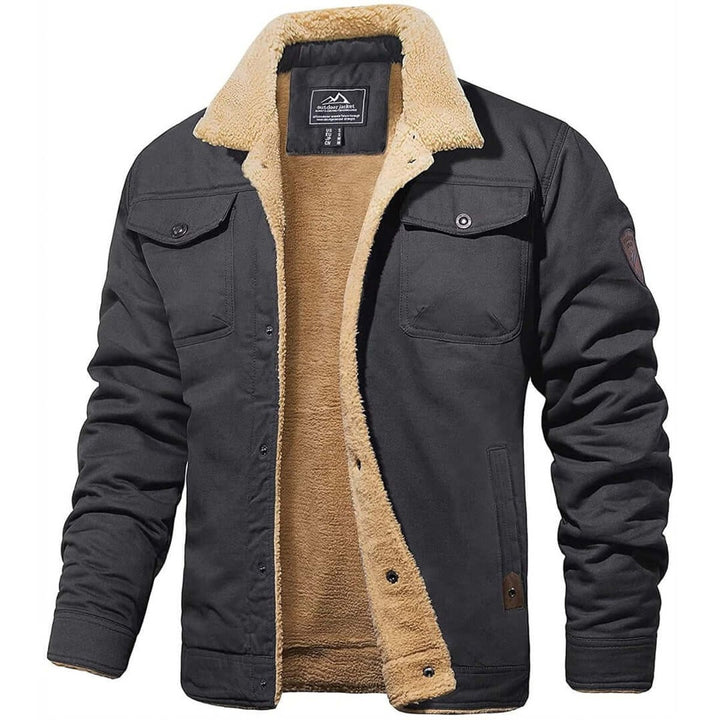 Men's Sherpa-Lined Fleece Collar Bomber Jacket Coat