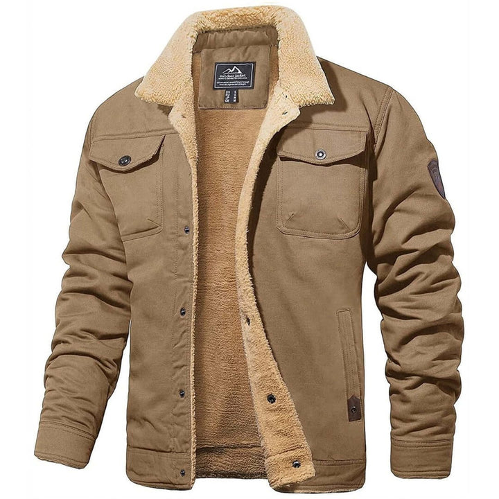 Men's Sherpa-Lined Fleece Collar Bomber Jacket Coat