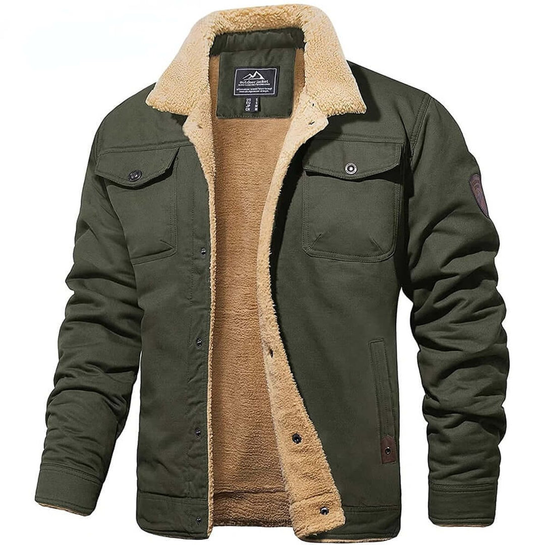 Men's Sherpa-Lined Fleece Collar Bomber Jacket Coat