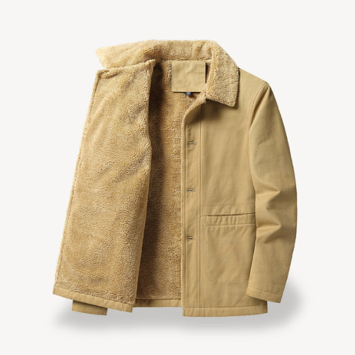 Men's Sherpa-Lined Full-Zip Bomber Jacket Fleece Collar