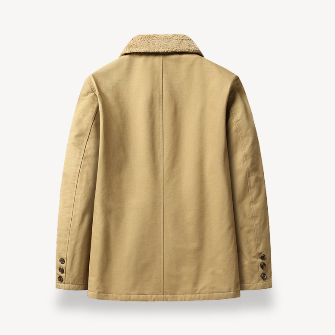Men's Sherpa-Lined Full-Zip Bomber Jacket Fleece Collar