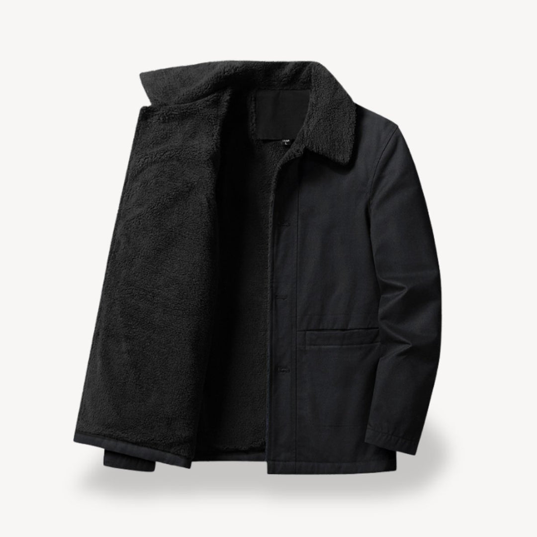 Men's Sherpa-Lined Full-Zip Bomber Jacket Fleece Collar