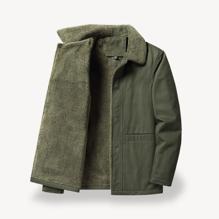Men's Sherpa-Lined Full-Zip Bomber Jacket Fleece Collar