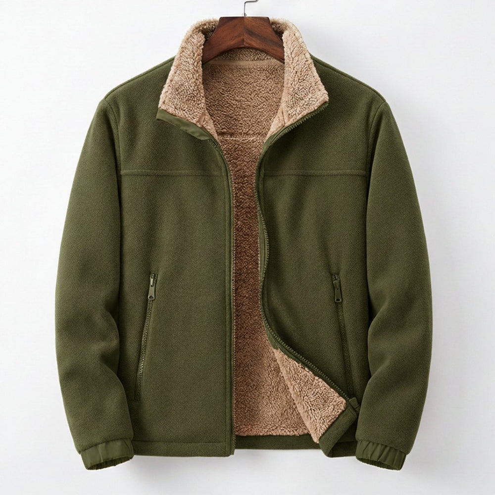 Mens Sherpa-Lined Heavyweight Fleece Zip-Up Jacket