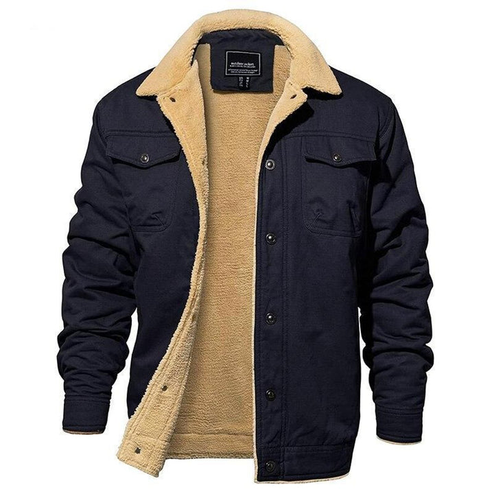 Men's Sherpa-Lined Waterproof Bomber Jacket Fleece Winter Coat
