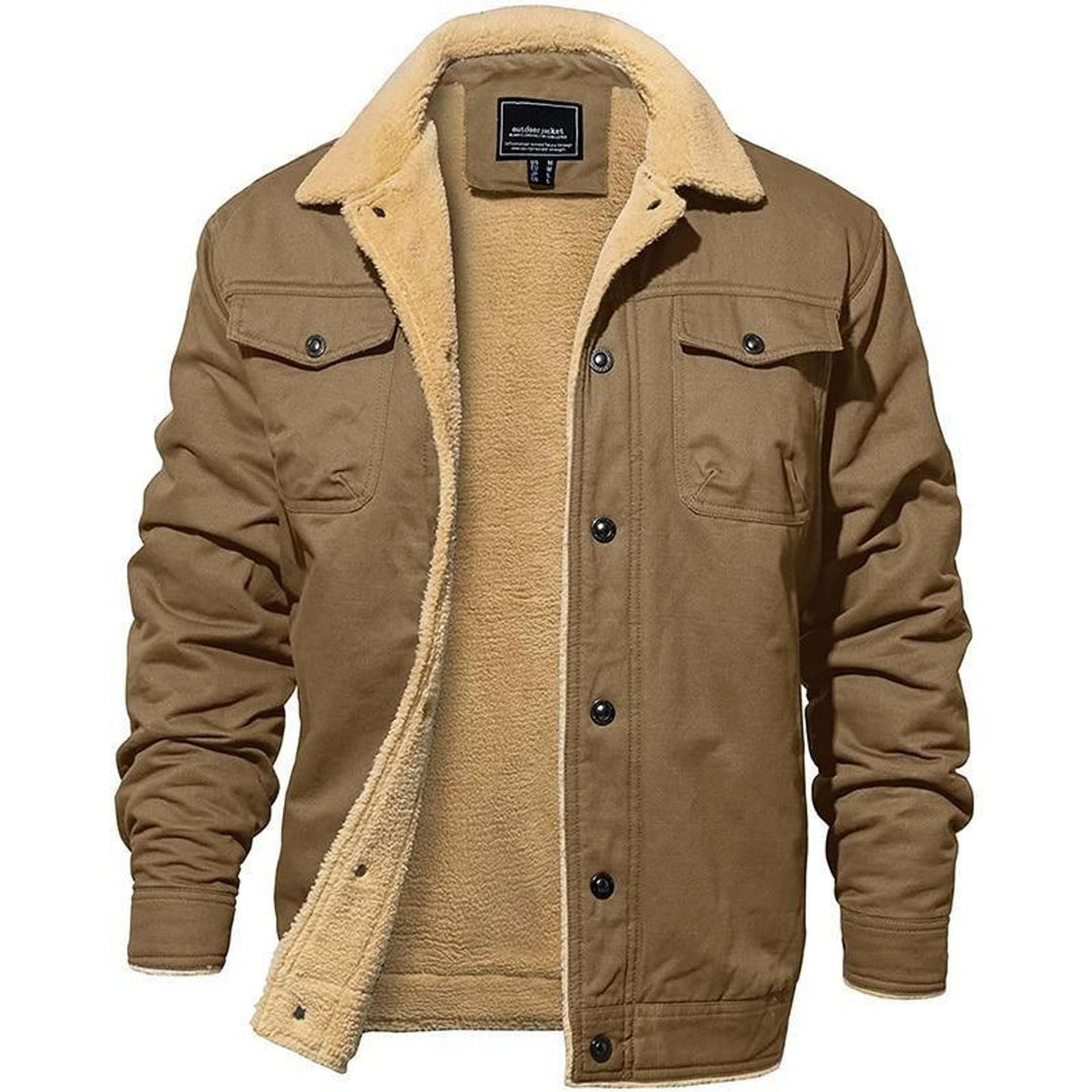 Men's Sherpa-Lined Waterproof Bomber Jacket Fleece Winter Coat