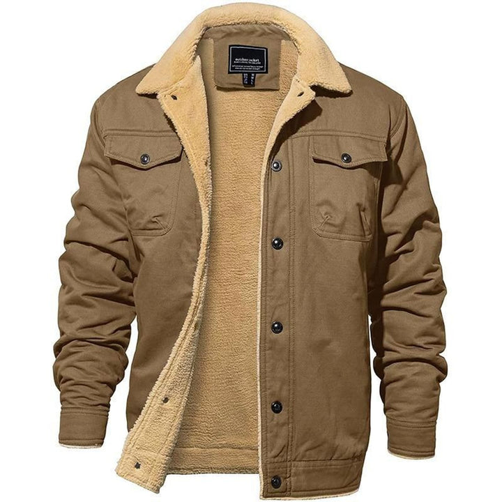 Men's Sherpa-Lined Waterproof Bomber Jacket Fleece Winter Coat