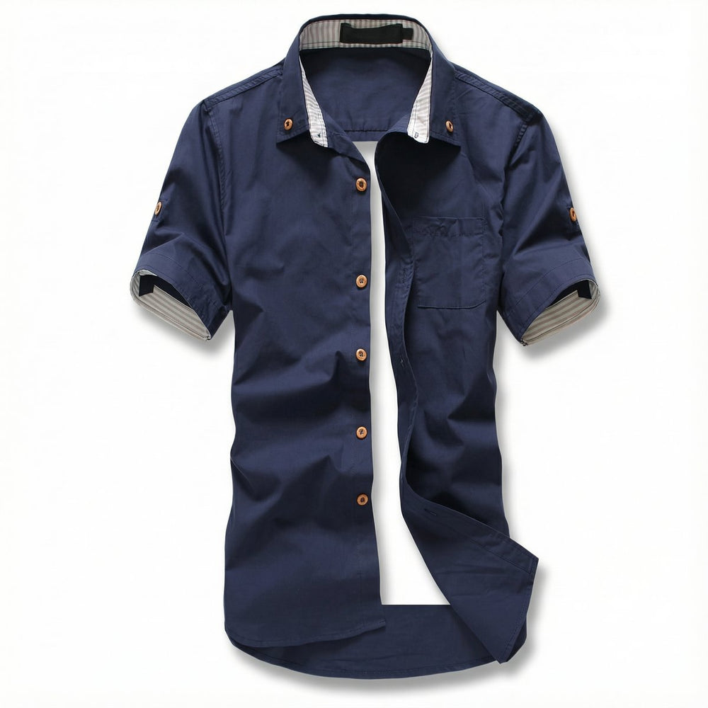 Men's Short-Sleeve Button-Up Shirt Casual Cotton Mens Shirt