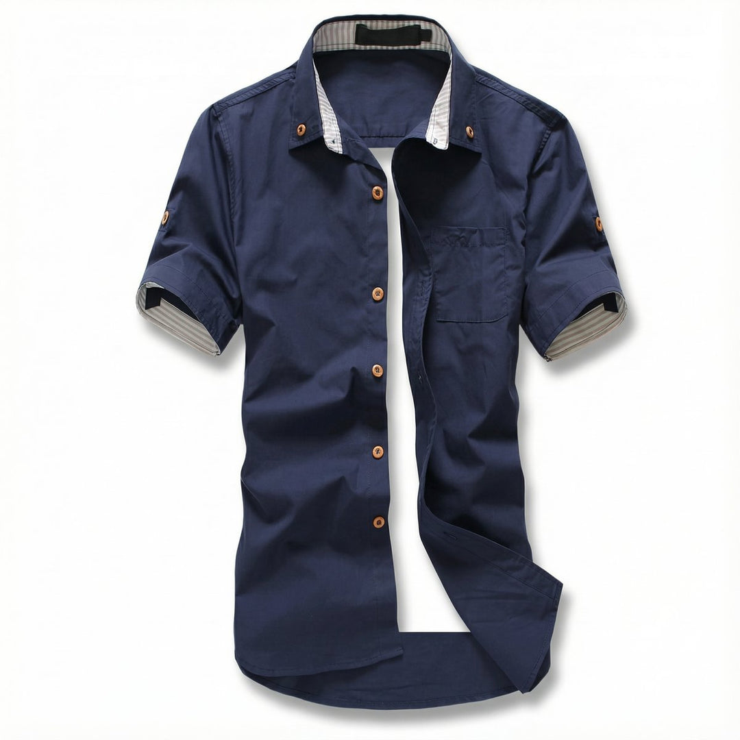 Men's Short-Sleeve Button-Up Shirt Casual Cotton Mens Shirt
