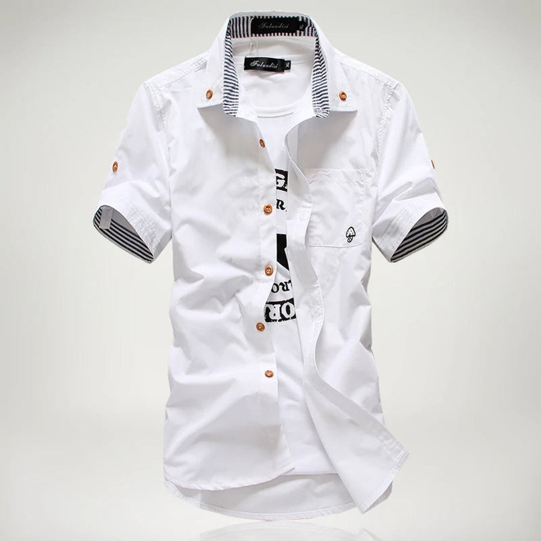 Men's Short-Sleeve Button-Up Shirt Casual Cotton Mens Shirt