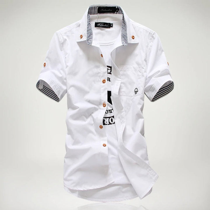 Men's Short-Sleeve Button-Up Shirt Casual Cotton Mens Shirt