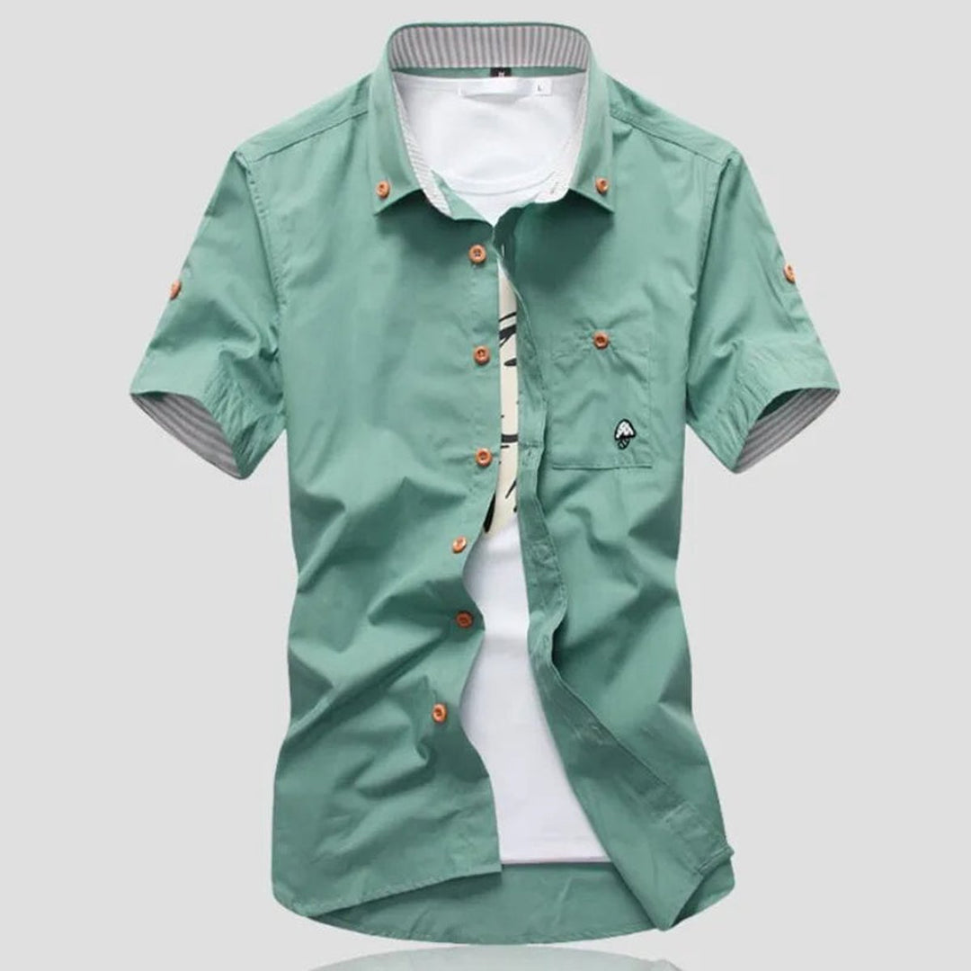 Men's Short-Sleeve Button-Up Shirt Casual Cotton Mens Shirt