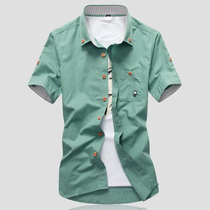 Men's Short-Sleeve Button-Up Shirt Casual Cotton Mens Shirt