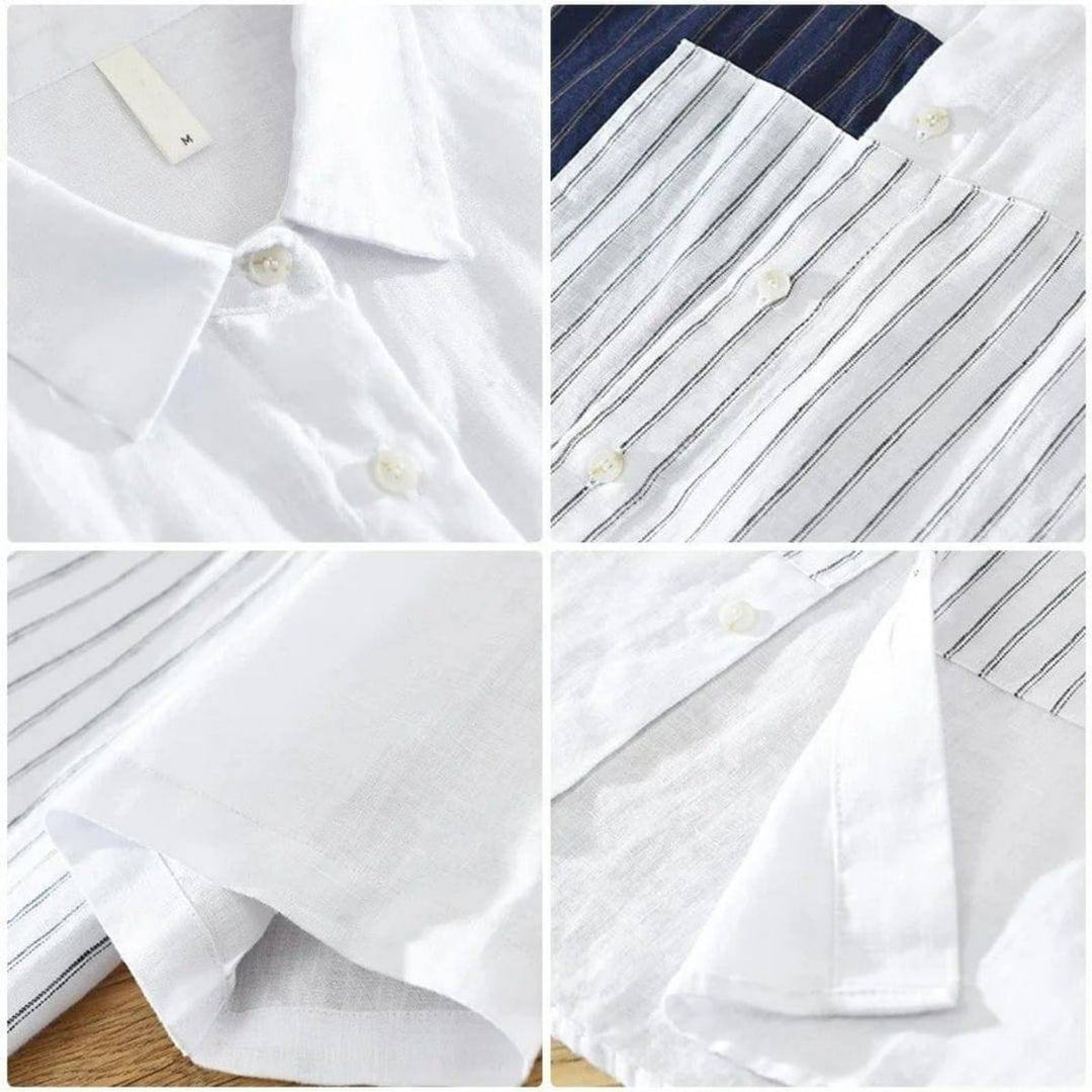 Mens Short Sleeve Contrast Panel Cotton Relaxed Fit Shirt