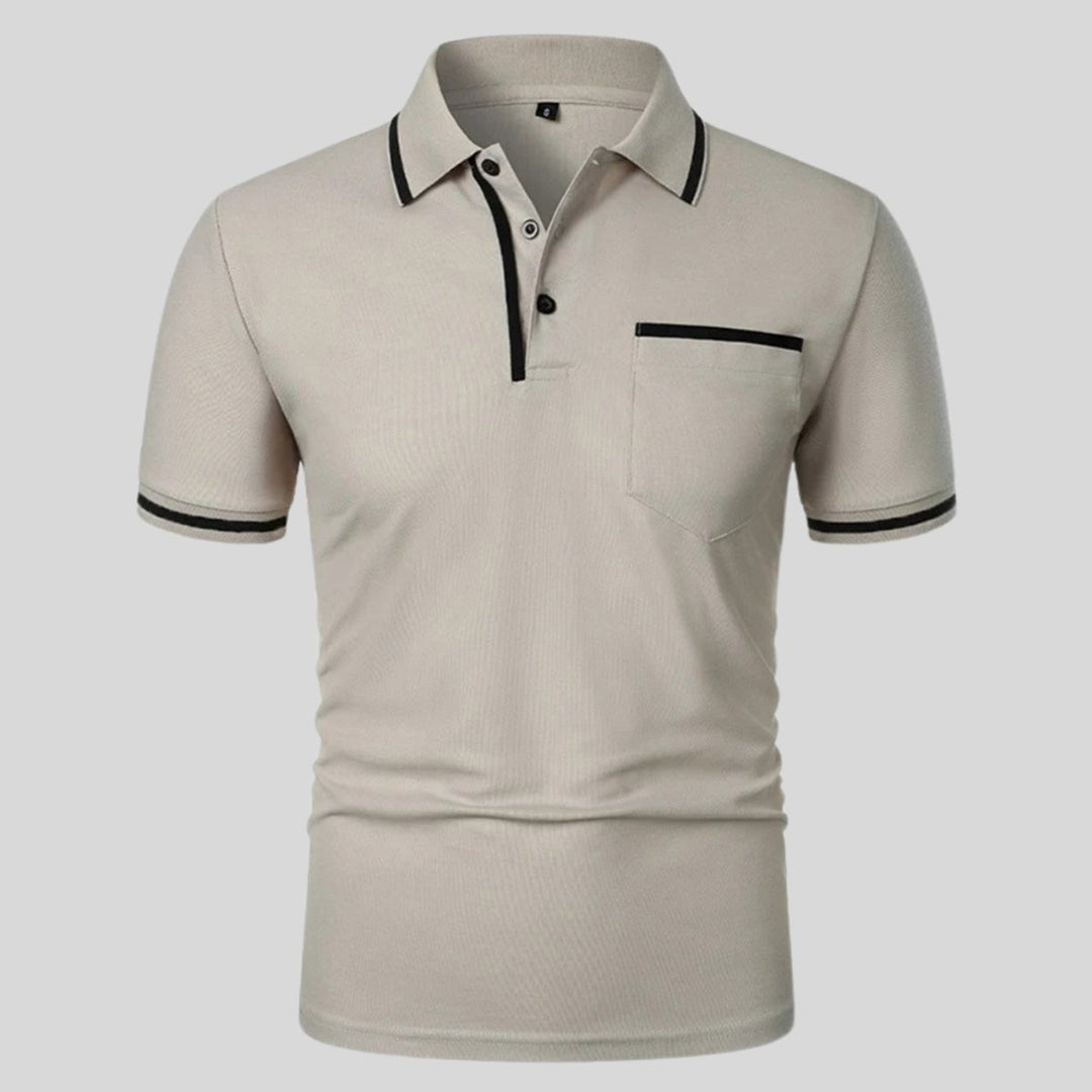 Mens Short-Sleeve Contrast-Trim Pocket Polo Shirt