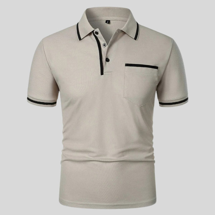 Mens Short-Sleeve Contrast-Trim Pocket Polo Shirt