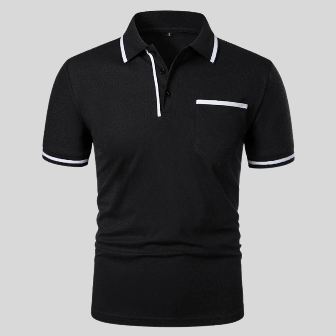 Mens Short-Sleeve Contrast-Trim Pocket Polo Shirt