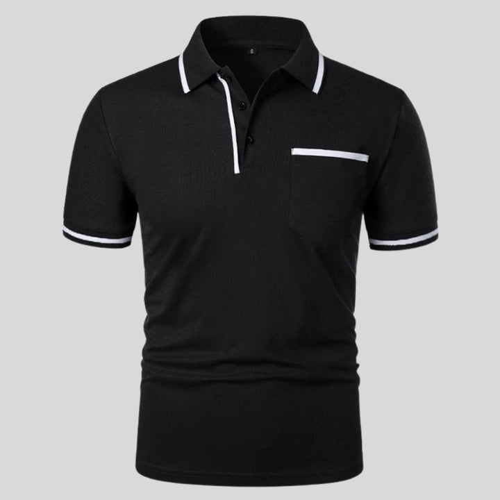 Mens Short-Sleeve Contrast-Trim Pocket Polo Shirt