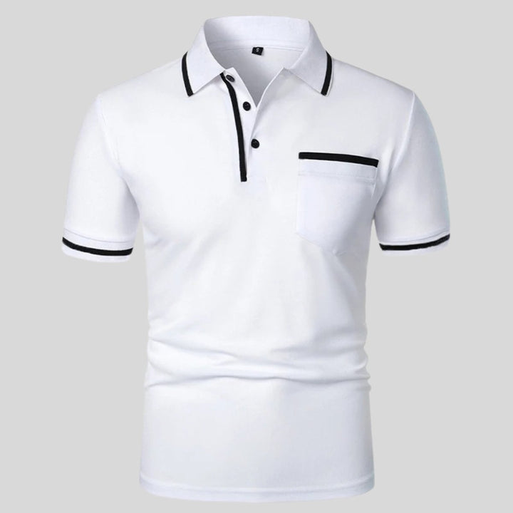 Mens Short-Sleeve Contrast-Trim Pocket Polo Shirt