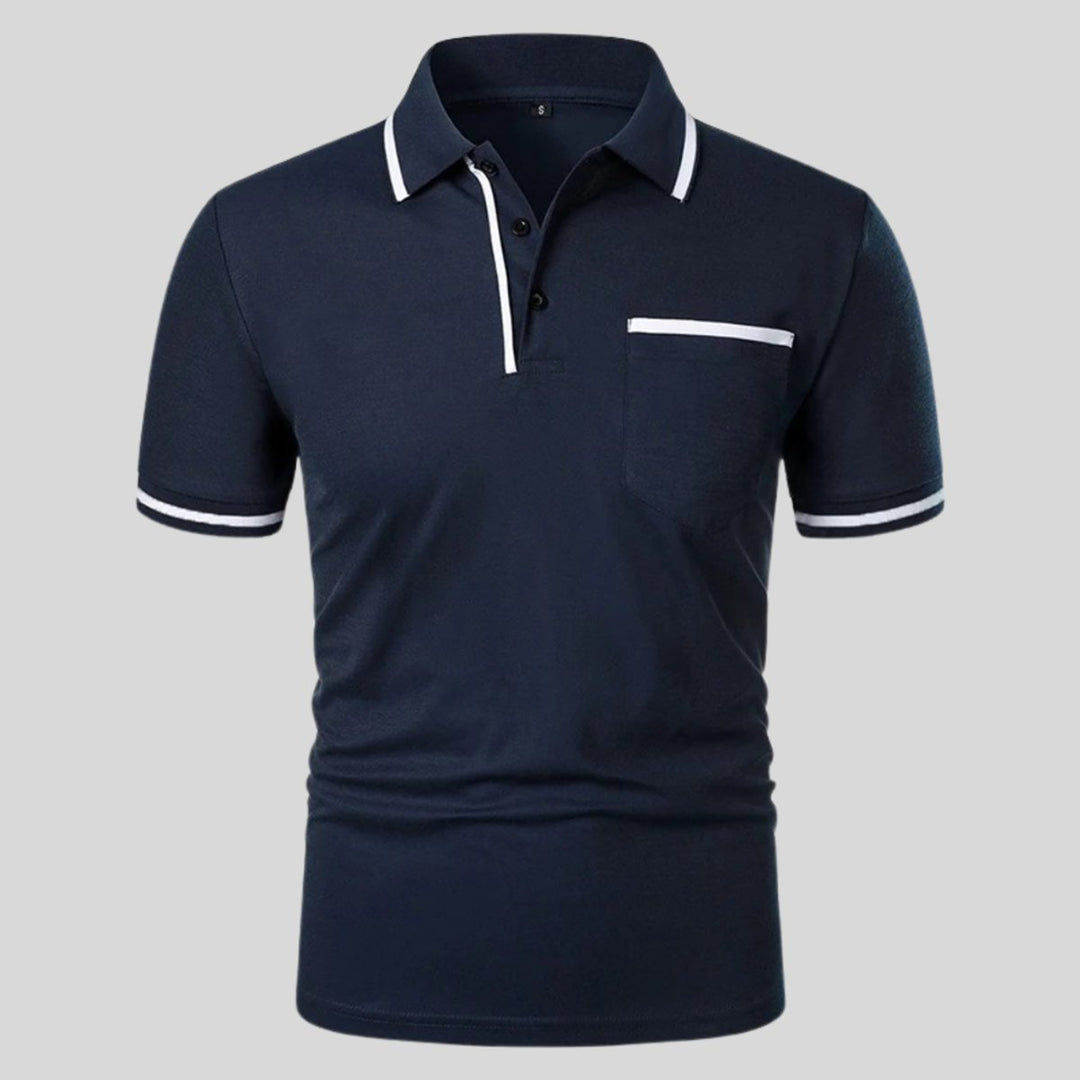 Mens Short-Sleeve Contrast-Trim Pocket Polo Shirt