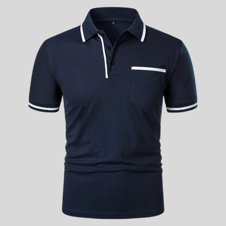 Mens Short-Sleeve Contrast-Trim Pocket Polo Shirt