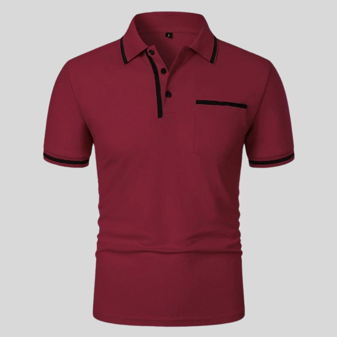 Mens Short-Sleeve Contrast-Trim Pocket Polo Shirt