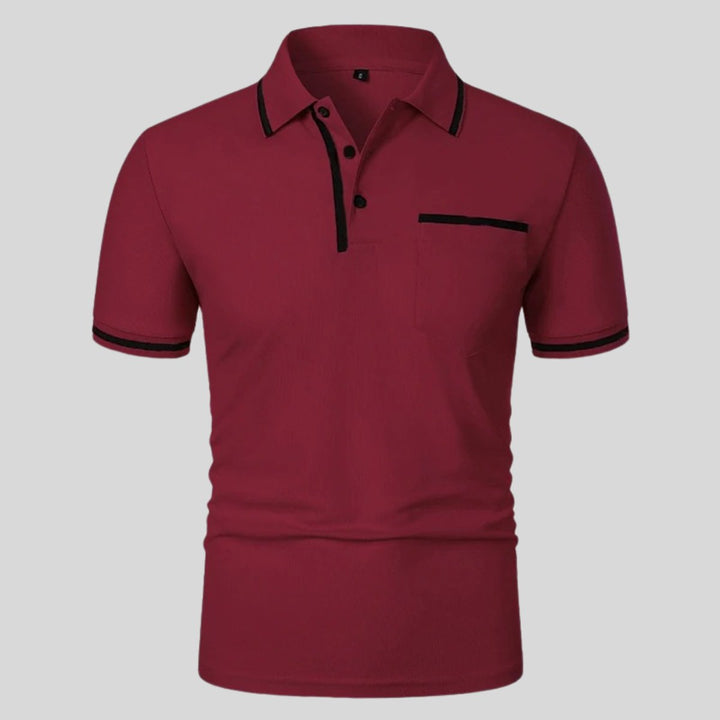 Mens Short-Sleeve Contrast-Trim Pocket Polo Shirt