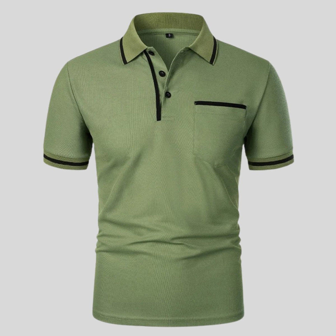 Mens Short-Sleeve Contrast-Trim Pocket Polo Shirt