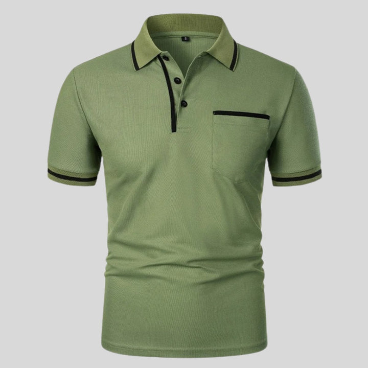 Mens Short-Sleeve Contrast-Trim Pocket Polo Shirt