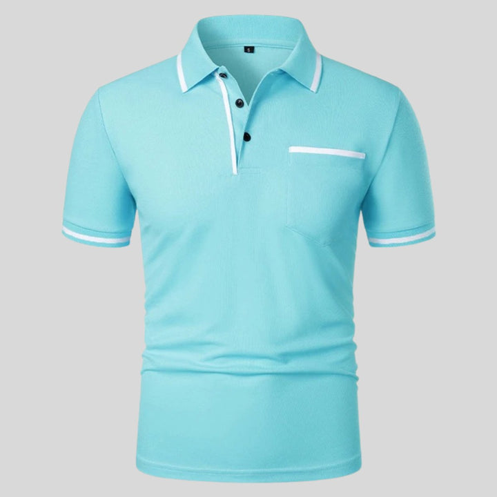 Mens Short-Sleeve Contrast-Trim Pocket Polo Shirt