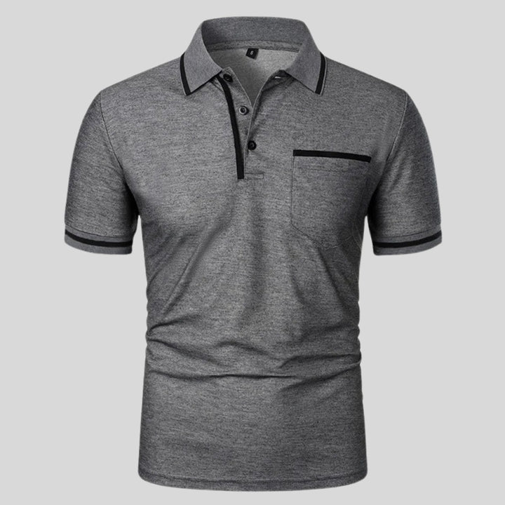 Mens Short-Sleeve Contrast-Trim Pocket Polo Shirt