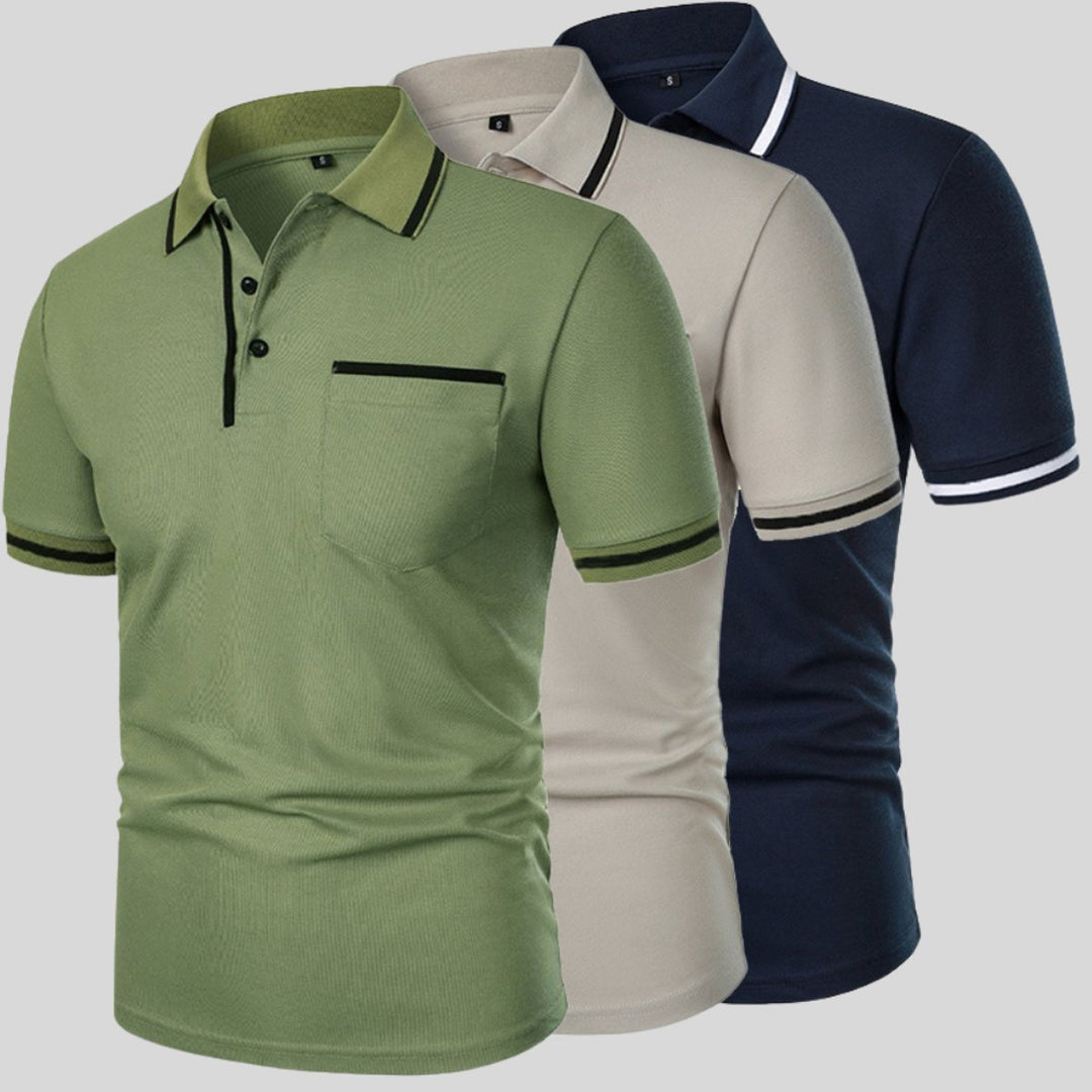 Mens Short-Sleeve Contrast-Trim Pocket Polo Shirt