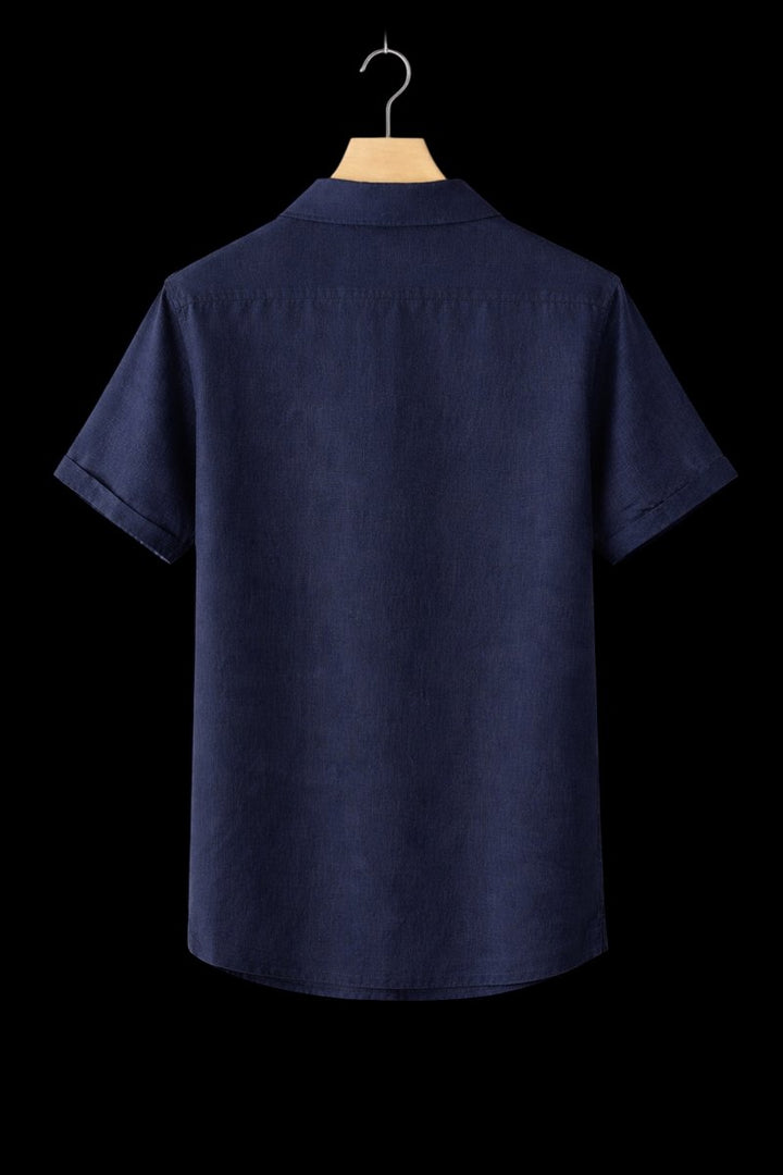 Mens Short-Sleeve Linen Henley Shirt Relaxed Fit Summer Top