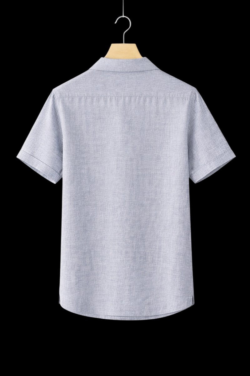 Mens Short-Sleeve Linen Henley Shirt Relaxed Fit Summer Top