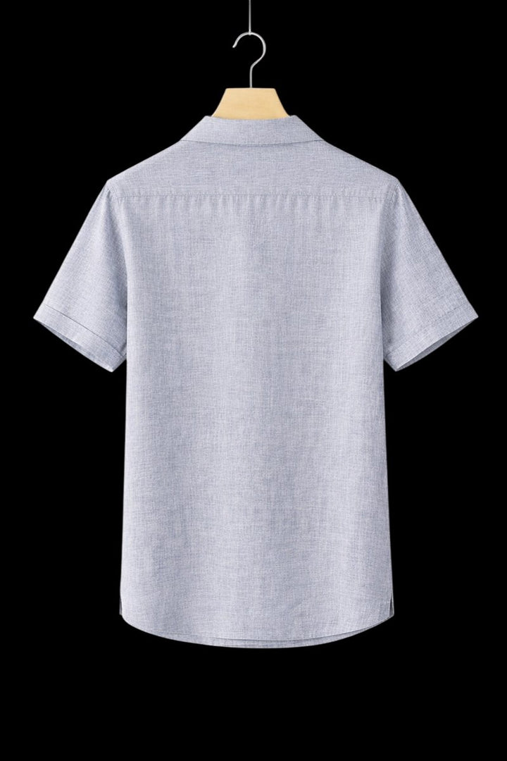 Mens Short-Sleeve Linen Henley Shirt Relaxed Fit Summer Top