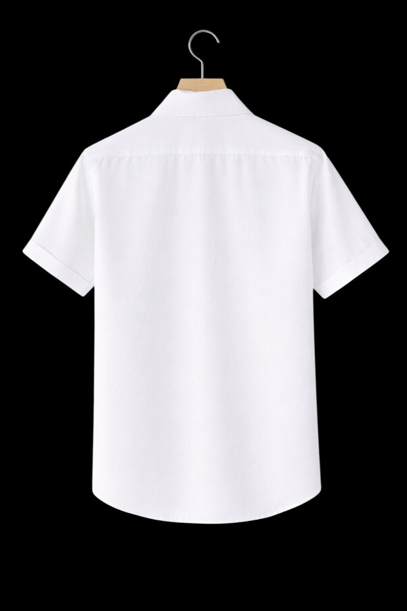 Mens Short Sleeve Linen Shirt Relaxed Fit Button-Up