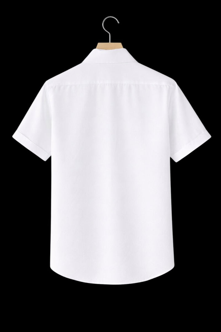 Mens Short Sleeve Linen Shirt Relaxed Fit Button-Up