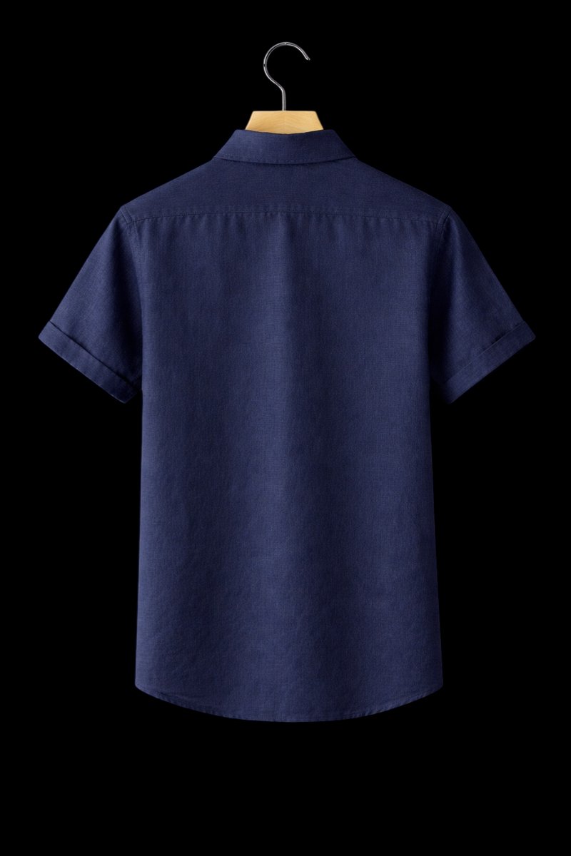 Mens Short Sleeve Linen Shirt Relaxed Fit Button-Up