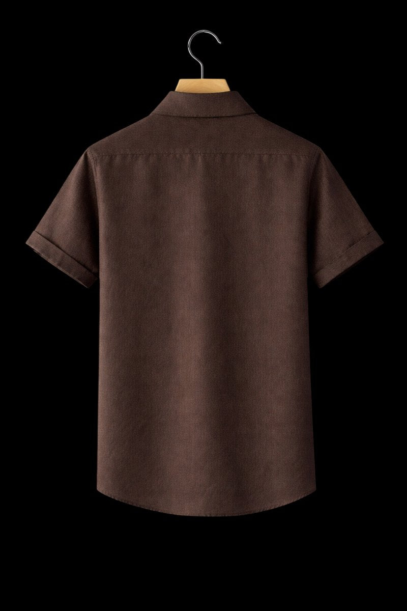 Mens Short Sleeve Linen Shirt Relaxed Fit Button-Up