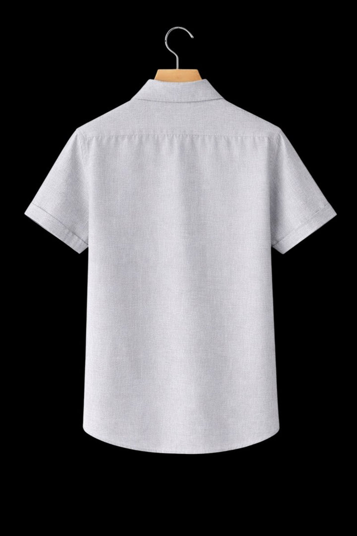 Mens Short Sleeve Linen Shirt Relaxed Fit Button-Up