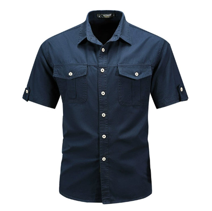 Mens Short-Sleeve Utility Pocket Shirt Casual Button-Up